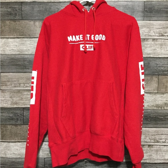 Champion Reverse Weave Clif Bars Hoodie Men’s M Red Pullover Heavyweight - Picture 3 of 9